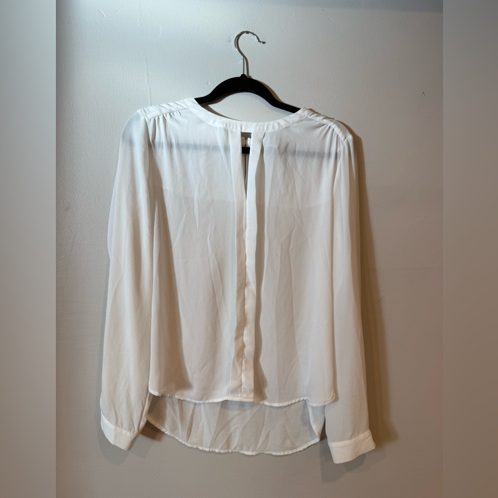 Forever 21 Contemporary Y2K White Long Sleeve Sheer Blouse Size Medium